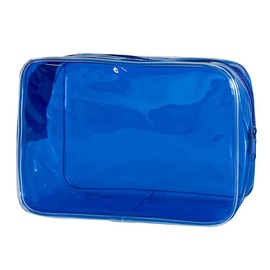 Neon Clear Pouch Small, Clear Makeup Bag, 7"x2.3"x4.7" Size TSA Approved Toiletry Bag, Clear Travel Bags for Toiletries, Clear Cosmetic Bag for Women and Men Small (dark blue)