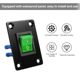 GUETNEU 1Pcs Green LED KCD4 Boat Rocker Switch 2-Position 4-Pin DPST Panel Switch 16A 250VAC 20A 125VAC, with 6pcs FDFD2-250 Blue Terminals, CE
