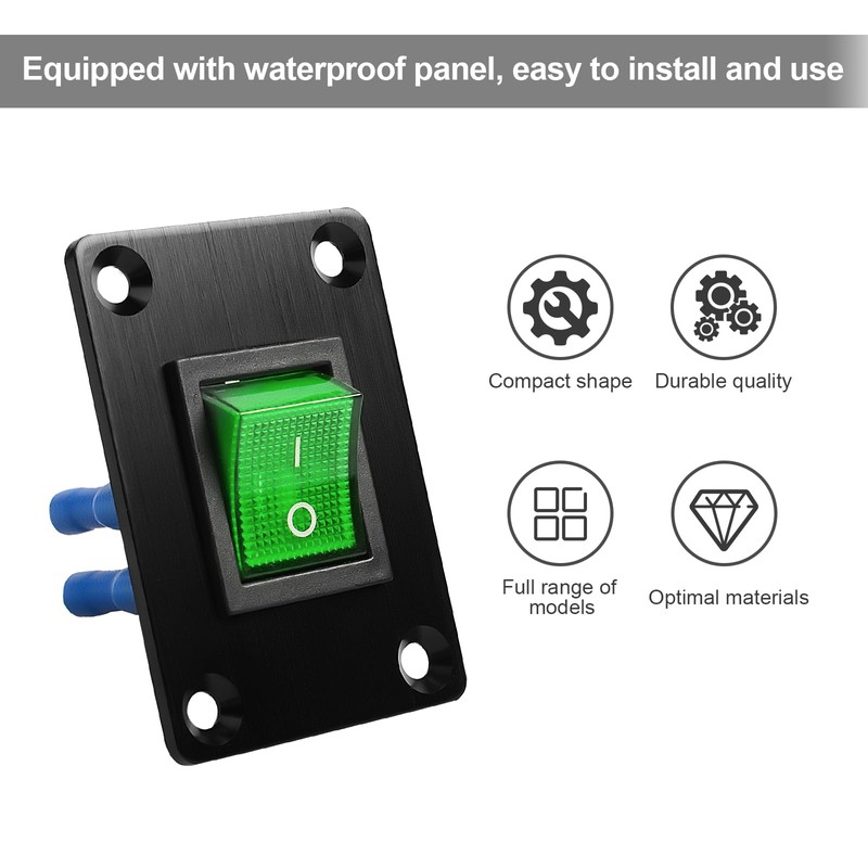 GUETNEU 1Pcs Green LED KCD4 Boat Rocker Switch 2-Position 4-Pin