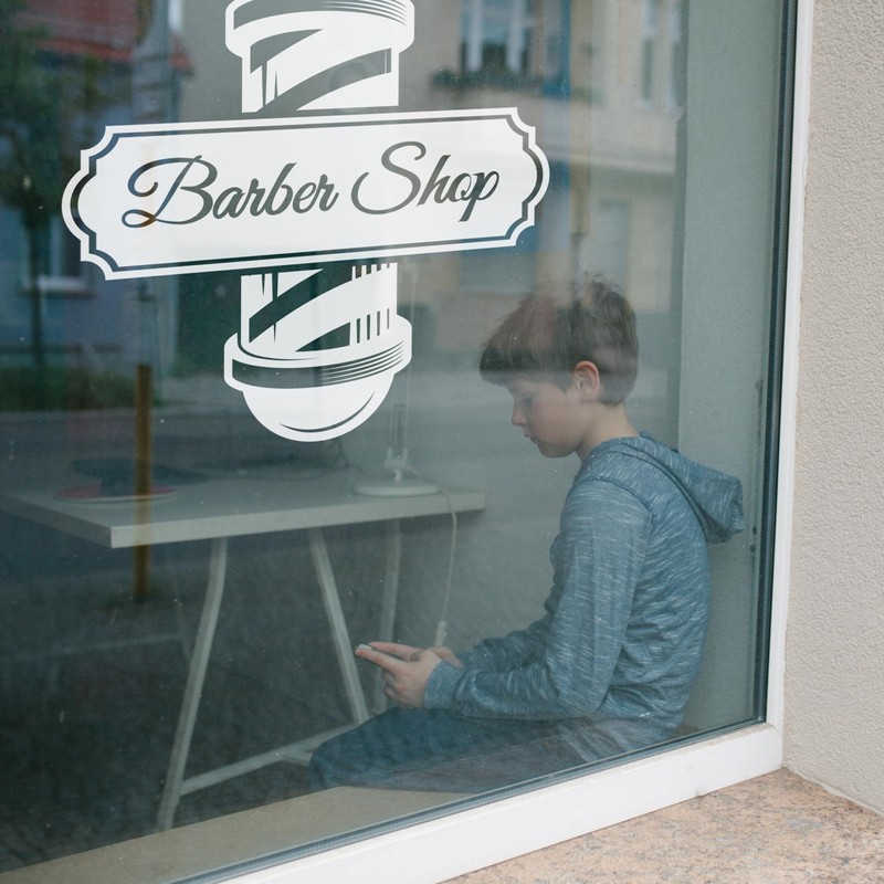 Barber Shop Window Decal – Classic Vinyl Sticker with Traditional