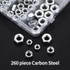 260 Pcs M5 M6 M8 Nuts, Carbon Steel Hex Nuts,
