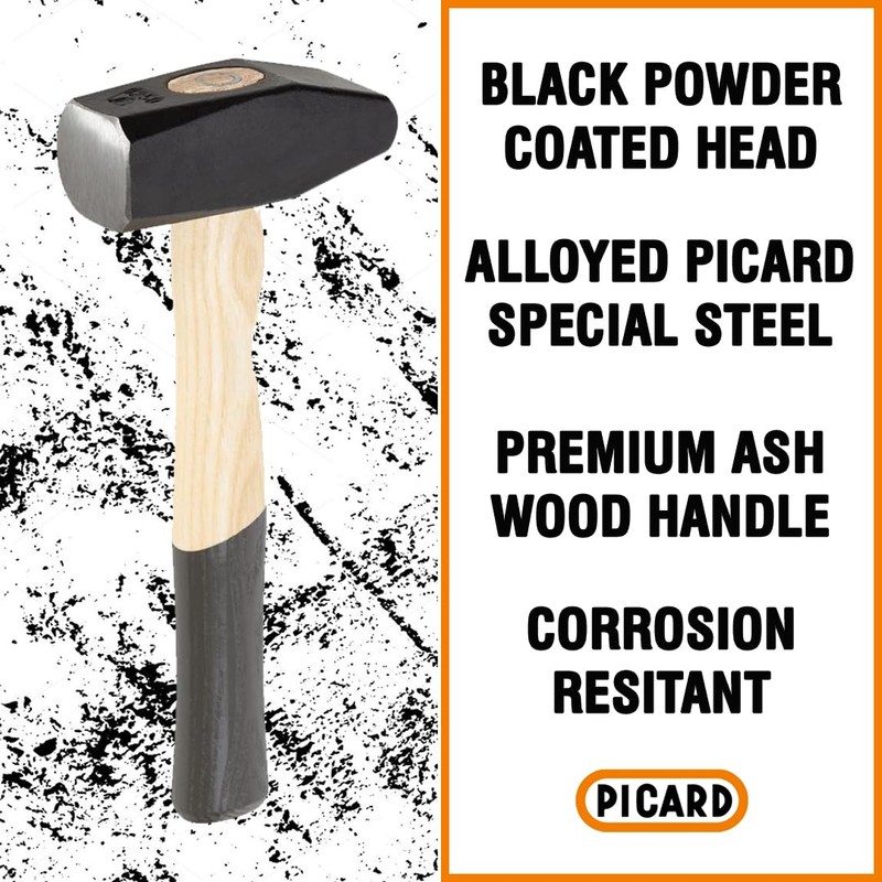 Picard Blacksmith Hammer 1250g – German Short Pattern, Hand-Forged, Powder-Coated