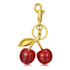 HEZUNHZ Glitter Cherry Bag Charm Keychain Cherry Car Keychain for Women Cute Bag Charm Sparkling Fruit Jewelry Christmas Valentine Gifts for Girlsfriend
