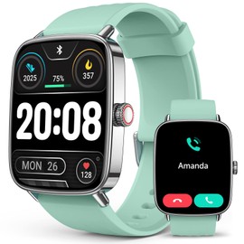 2025 Smart Watches for Men Women, 1.85" AI Voice Smartwatch, 24/7 Heart Rate Monitor, Stress/SpO2/Sleep Tracker, IP68 Waterproof, Weather, 100+ Sports Fitness Tracker for Android iOS Green