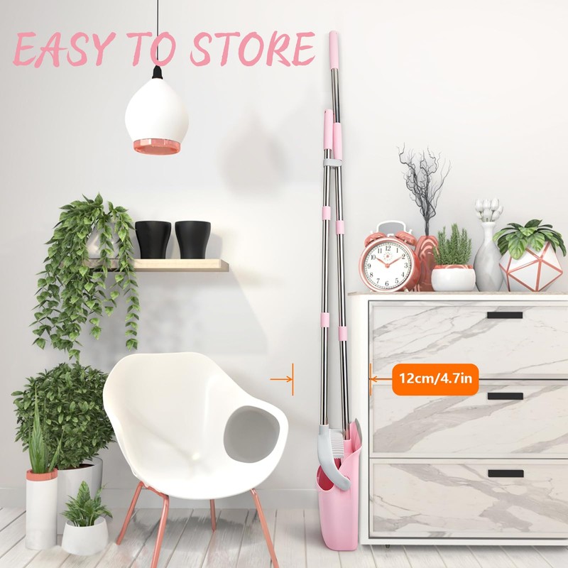 OOOFLOWER Broom and Dustpan Combo Set, Long Handle and Standing