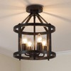 Black Flush Mount Ceiling Light Fixture, 4-Light Farmhouse Semi Flush