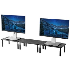 3-Pakc Monitor Stands Connect to be Used as 1 Large Dual Monitor Laptop Stands or as 3 Separate Monitor Risers Adjustable Height Metal -Black