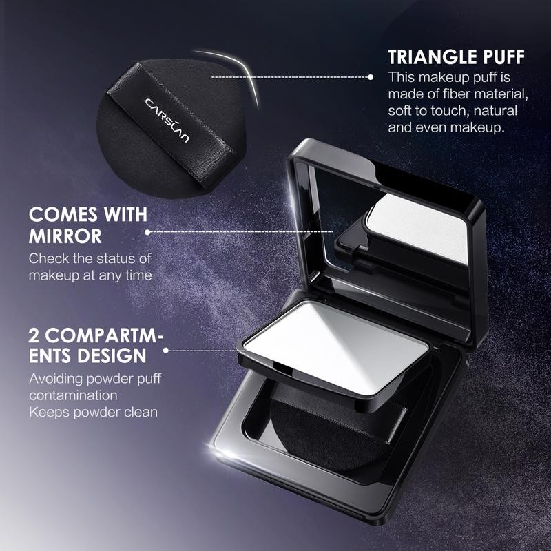 CARSLAN Black Magnet Pressed Setting Powder, 24H Longlasting Oil Control