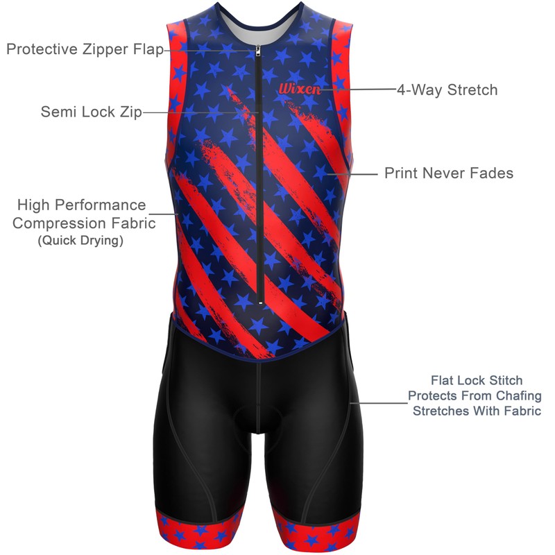 Wixen Men’s Triathlon Suit –Breathable & Padded Tri Suit for