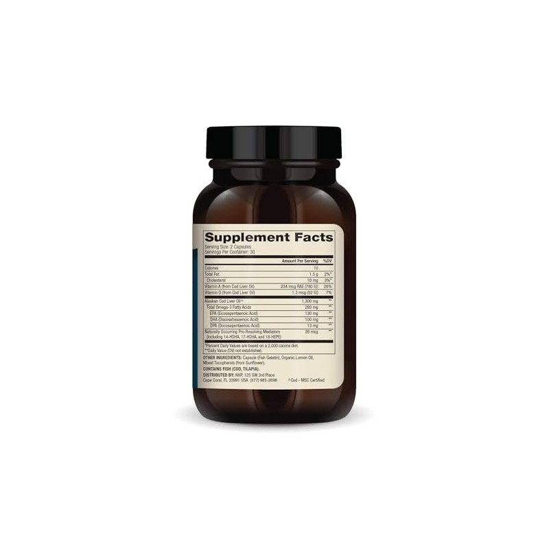 Dr. Mercola Cod Liver Oil, 1,300 mg Per Serving, 30