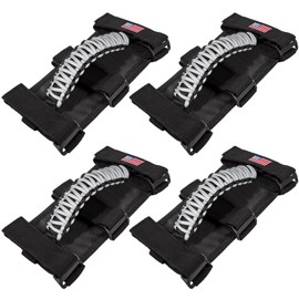 4 x Roll Bar Grab Handles Grip Handle for Jeep Wrangler JK JKU JL JLU TJ YJ Sport Sahara Freedom Rubicon Unlimited Gladiator JT 1955-2023 UTV ATV Premium Paracord Interior Accessories US Flag (Gray)