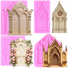 ZiXiang Gothic Window Door Silicone Molds Castle Door Fondant Mold Set Of 4