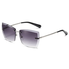 AEVOGUE Sunglasses For Women Oversized Rimless Diamond Cutting Lens Sun Glasses AE0534 (Silver Frame/Gray Lens)