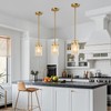 FDPBY Pressed Glass Pendant Lights Kitchen Island 3-Pack Metal Suspension