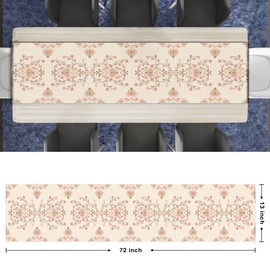 Boho Floral Pink Table Runner, Vintage Art Farmhouse Runner 13x72 Inches Long for Dining Tables Decor, Cottagecore Style, Party and Home Decoration Collection
