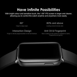 OSW-16P Oraimo 1.69'' IPS Screen IP68 Waterproof 24 Sports Mode Rate/Sleep Monitor Smart Watch Pro