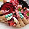 Christmas Velvet Handmade Nail Tips - Ballerina / 크리스마스 벨벳