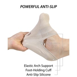 Pro Mountain No Show Socks Size XL Beige 4 Pack Women Men Cotton Cushion Footies Liner Sneakers Workout Loafer Footies Flats US Shoe Women 12-14 Men 11-13