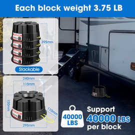 Trailer Jack Block RV Camper Stabilizer Blocks for Travel Trailer, Suit for Any Tongue Jack, Post, Foot, 5th Wheels, Round Square or Scissor Stabilizer | Supports up to 40000 lbs per Block, 4 pcs
