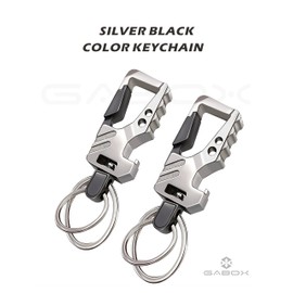 GABOX 2Pcs Key Chains EDC Key Rings Bottle Opener Keychain Car Keys Tactical Carabiner Keychain with Clip Llaveros de Hombre for Men and Women - Heavy Duty, Silver Color