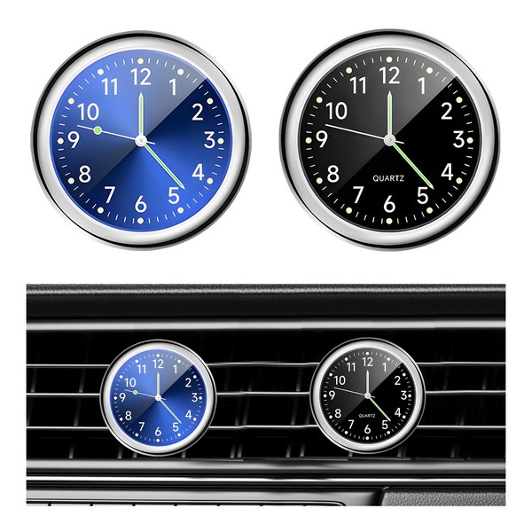 Dickno 2 PCS Stick on Dashboard Car Clock, Mini Tiny