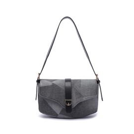 PRETTYZYS Crescent Shoulder Bag for Women, Vintage Retro Vegan Leather Clutch Tote Handbags with 2 Removable Straps and Zipper Closure Crossbody Bags Shoulder Purse Handbag for Women,Black Grey