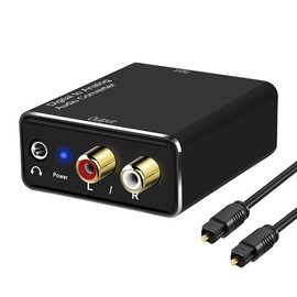 Veumoie Digital to Analog Audio Converter, Digital SPDIF Optical to Analog L/R & 3.5Mm AUX Stereo Audio Adapter