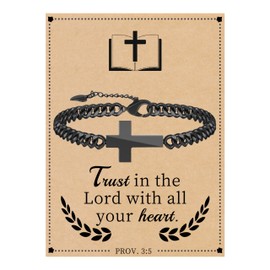 Christian Gifts for Men, Corss Bracelet for Men Easter Basket Ideas Adjustable Bible Verse Bracelets Religious Catholic Gifts Confirmation Baptism Jewelry