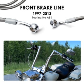 MoKitDora 55" Front Brake Lines Stainless Steel Braided Oil Hose for 12" Handlebars Compatible with Harley 1997-2013 Touring Road King Road Glide Street Glide Electra Glide No ABS, Silver