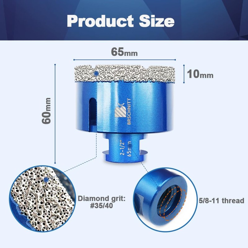 2-1/2 Inch Diamond Core Drill Bit for Porcelain Tile Ceramic