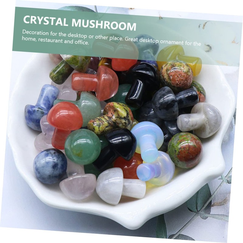 IWOWHERO Set of 20 Small Mushroom Ornaments Crystal Mini Mushrooms