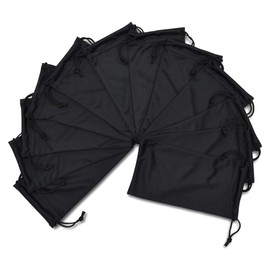 Rolling Nomad Sunglasses Case, Black Drawstring Pouch, Safety Glasses Bags, Non-Scratching Cloth, Protective Accessory Organizer, Bulk, 3.5x7 12 Pack