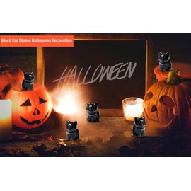 DUQGUHO Cat Decor Black Obsidian Cat Crystal Figurines Lucky Cute Cat Statue for Room Desk Decor Crystals Cat Lover Men Women 1PC