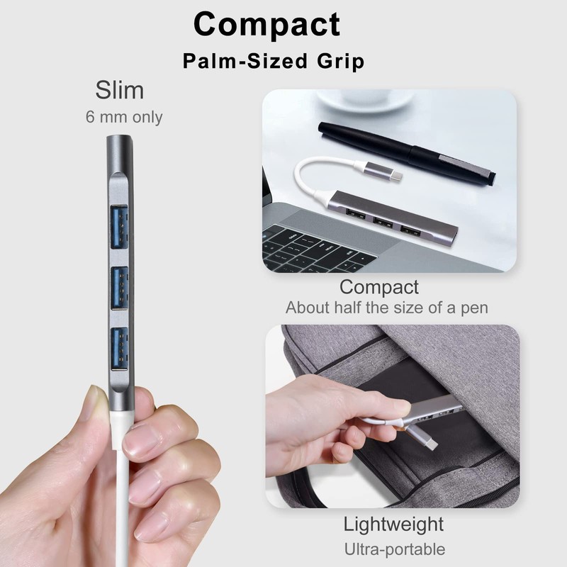 USB Hub 4 Ports,USB C Hub, with 3 Adapters