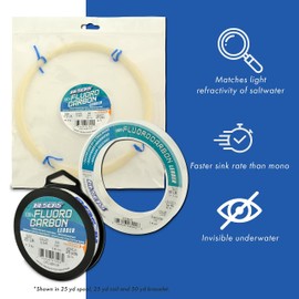 HI-SEAS 100% Fluorocarbon Fishing Leader, 220 lb, Clear, 25 yd