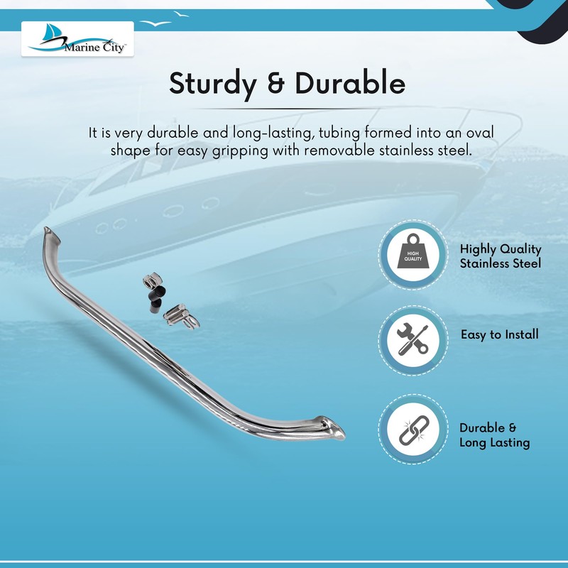 MARINE CITY 304 Stainless Steel Handrail Grab Rail Handle with