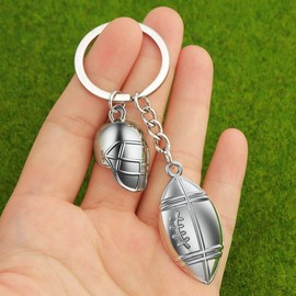 YIQPKUM Novelty 3D Football Helmet Keyring Gift Cute Rugby Ball Key Ring for Sports Fans Backpack, silver-plated, M