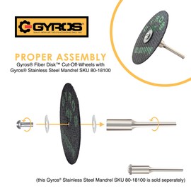 GYROS 1.75” Mini Resin Cut-Off Wheels for Rotary Tools; 2 Double Fiberglass Reinforced Cutting Discs; Super-Tensile Materials like Titanium, Carbon; Dremel Cutting Tool Accessory; Made in USA 11-41702