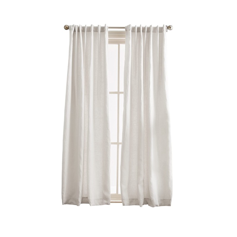 Peri Home 100% Linen Back Tab Lined Curtain Panel Pair,
