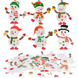 LAMEK 12 Pack Snowman Craft Kits for Kids DIY Christmas Arts Crafts Creative Activities Set for Children Make Your Own Christmas Decoration Party Supply