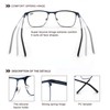 OLOMEE Blue Light Blocking Reading Glasses Mens Full Metal Square