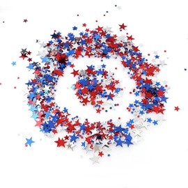 Star Confetti, Restards 15 Gram USA Flag Style Metallic Glitter Foil Confetti Star Sequins for Balloons, Tables, Art Crafts, Wedding Festival Birthday Christmas Party Supplies