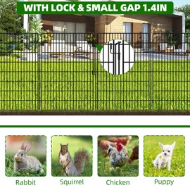 10 Panels Garden Fencing Animal Barrier with Lock, 40 in(H) X 24 ft(L) Dog Fence Outdoor for Yard Rustproof No Dig Decorative Tall Garden Fence Metal Wire Panel Border Rabbit Ground Stakes Fencing