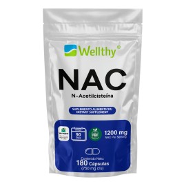 Nac N-acetilcisteína 180 Cápsulas Wellthy 90 Porciones