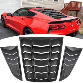 Rear and Side Window Louvers for C7 Corvette Stingray, Grand Sport, Z51, Z06, ZR1 2014-2019 in GT Lambo Style ABS Matte Black