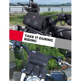 KEMIMOTO Motorcycle Tool Bag - Handlebar Kit Roll Up Organizer With Elastic Loops Pockets - Sturdy Pouch for Softail Dyna Sportster - Tools Not Included