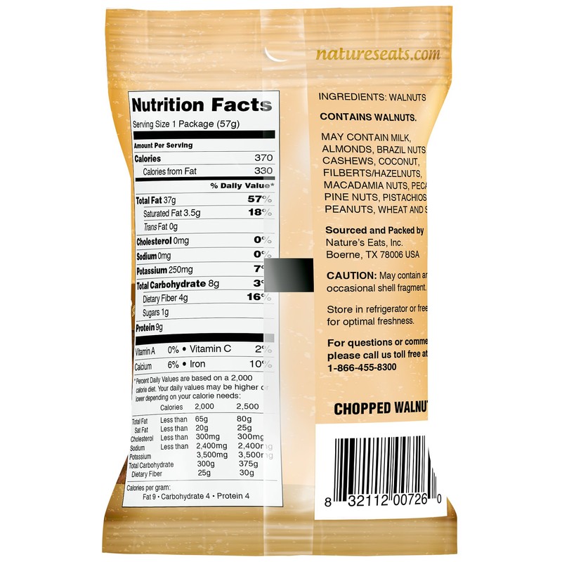 Nature's Eats Chopped Walnuts, 2 Ounce (Pack of 12)