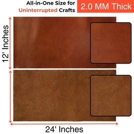 South Standard 12''x 24'' Leather Sheet - Brown Full Grain Genuine Cowhide (2.0mm / 5oz Thick) for Crafting, Leather Working Sheets, DIY Projects