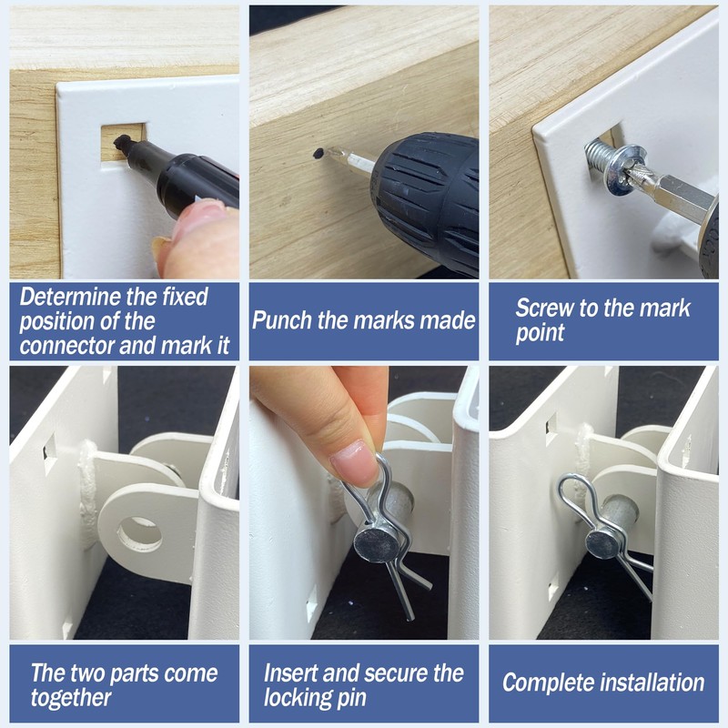 1Pair Male and Female Dock Corner Connector Hinge kits Stationary
