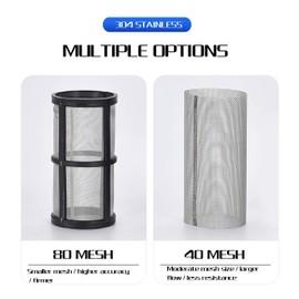 IMXMI Water Filter, 1/2'' Female Twist-On Pipe Strainer, Nylon PA66 cover, PC bowl, 304 Stainless Screen(40 and 80 Mesh)